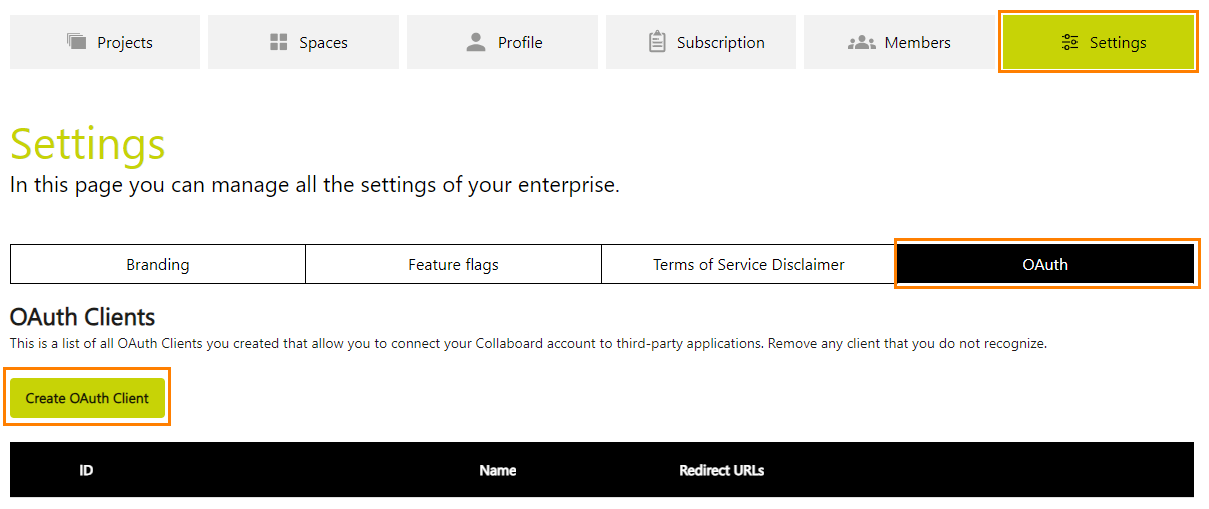 OAuth Clients for web app