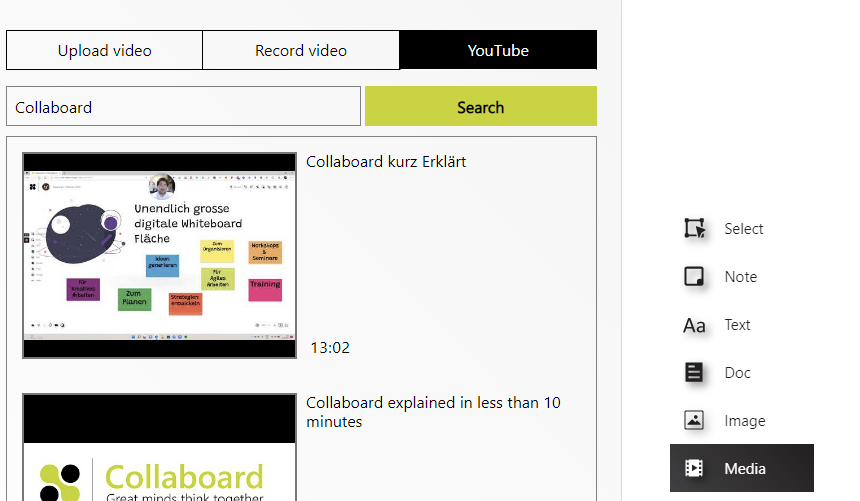 Add a video from YouTube search